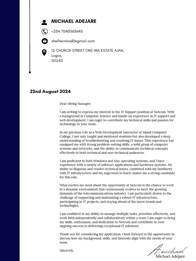 Cover Letter For Netcat | PDF | Web Development | Computing