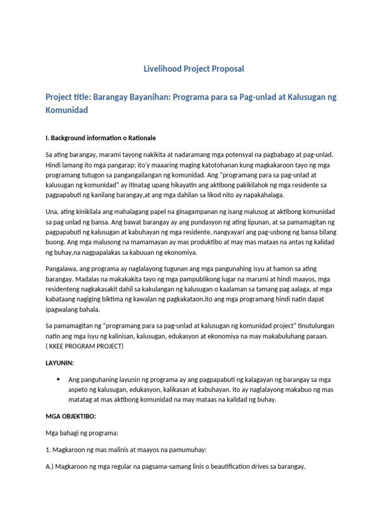 Livelihood Proj-WPS Office | PDF