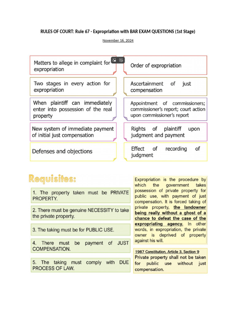 Rule 67: Expropriation Case Analysis | PDF | Eminent Domain | Damages