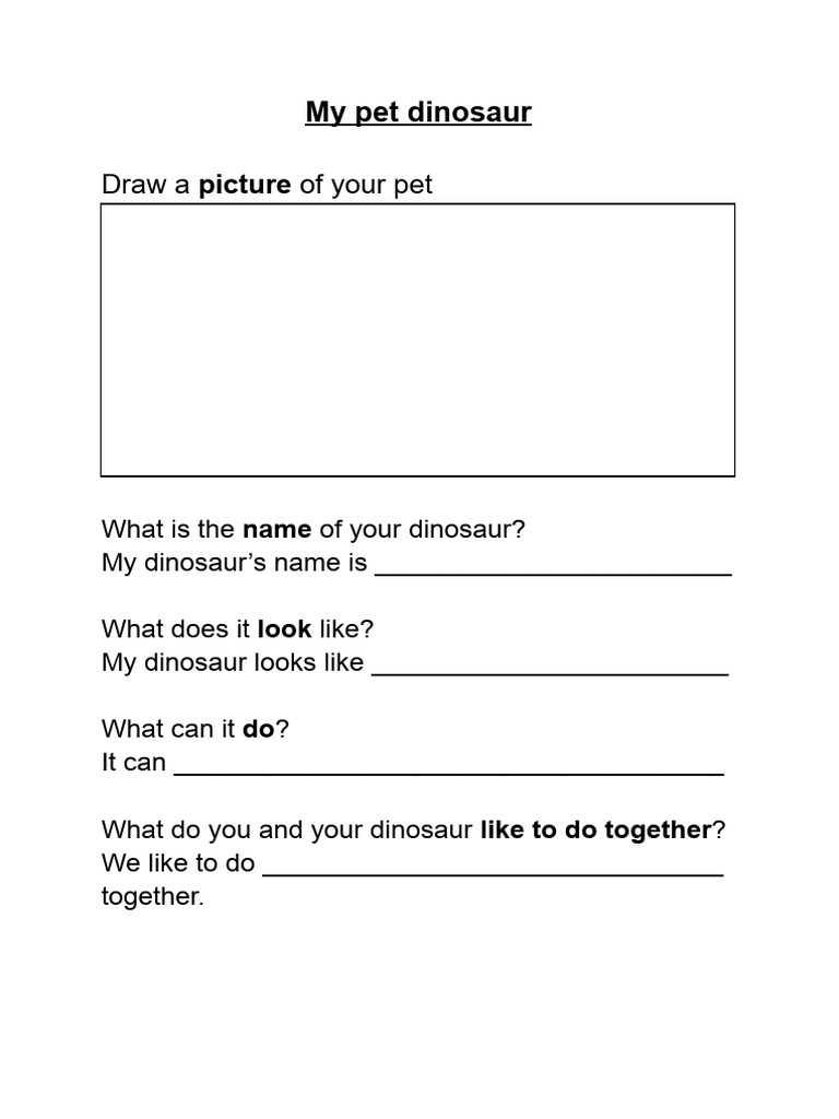 My Pet Dinosaur Activity Worksheet | PDF