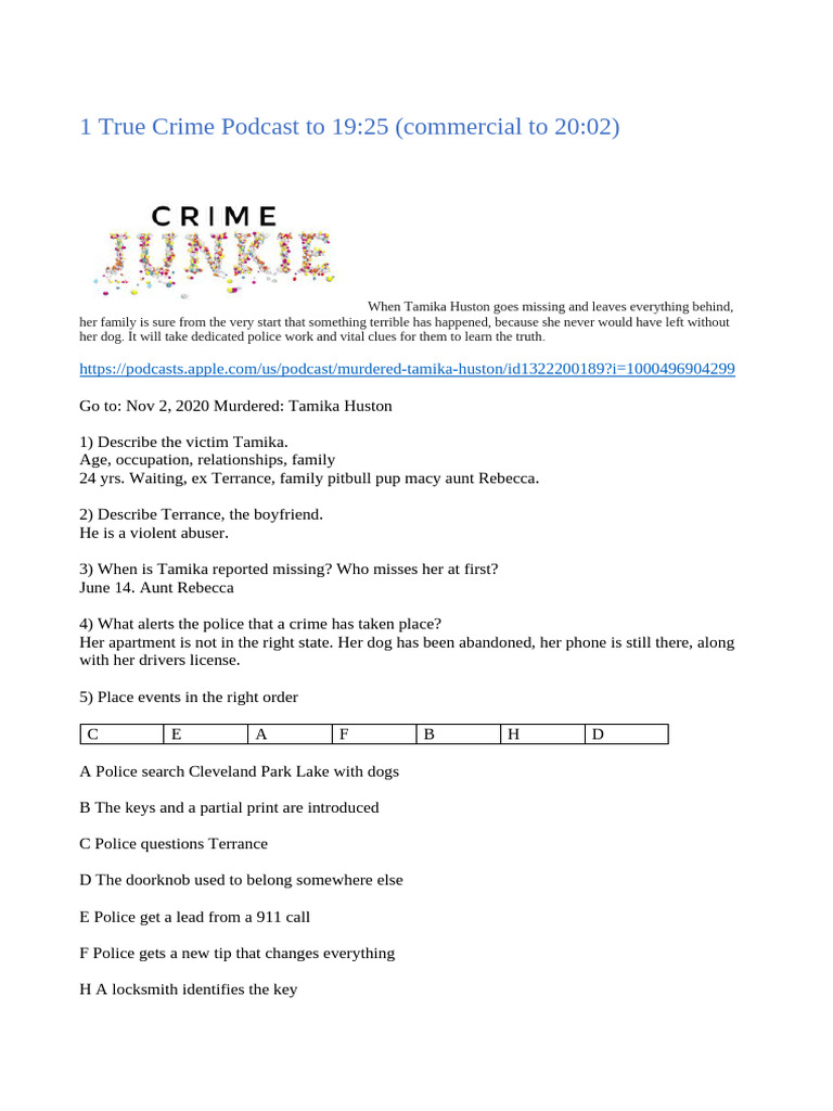 1 True Crime Podcast Question | PDF | Violence | Crimes