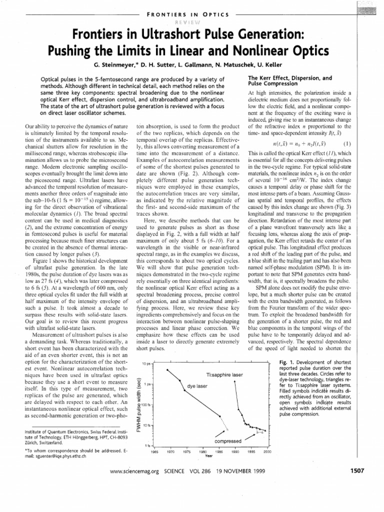 Advances in Ultrashort Pulse Generation | PDF | Ultrashort Pulse ...