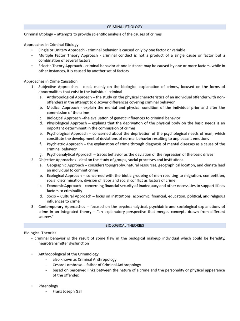 Understanding Criminal Etiology and Theories | PDF | Crimes | Crime ...