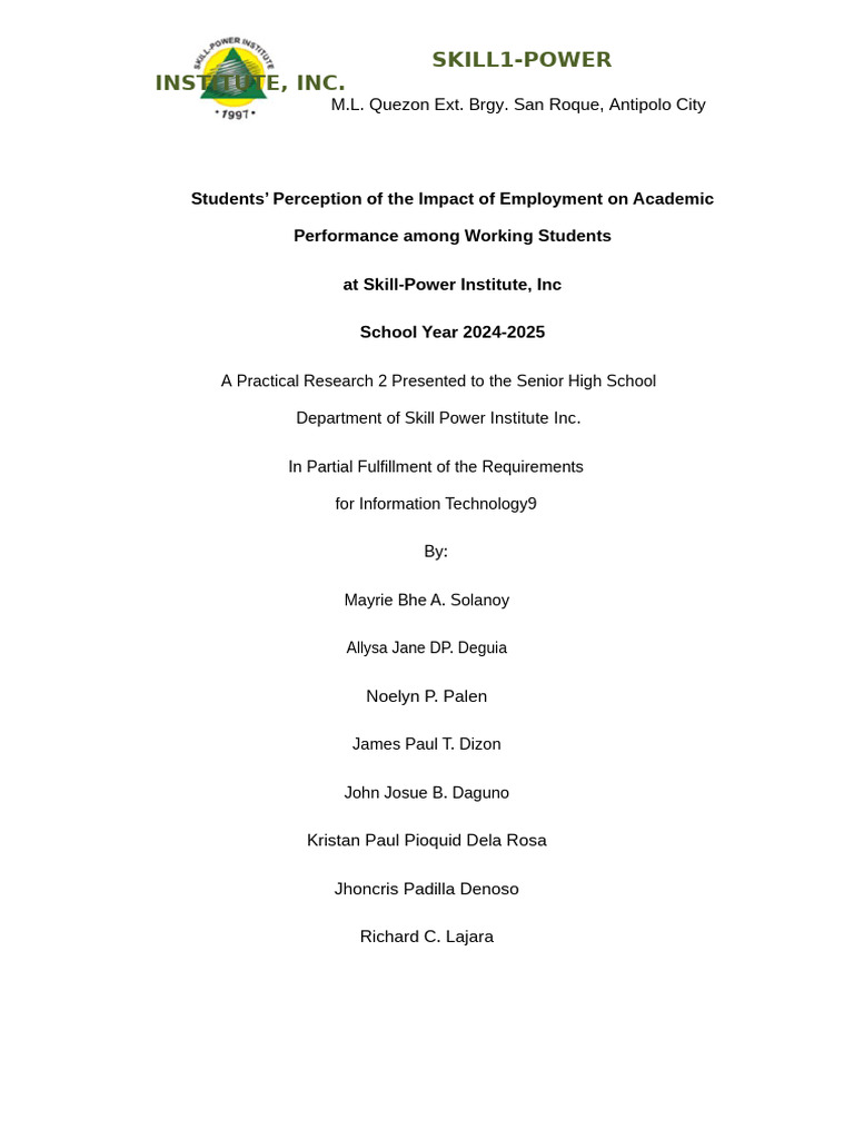 Impact of Employment on Student Performance | PDF | Methodology ...