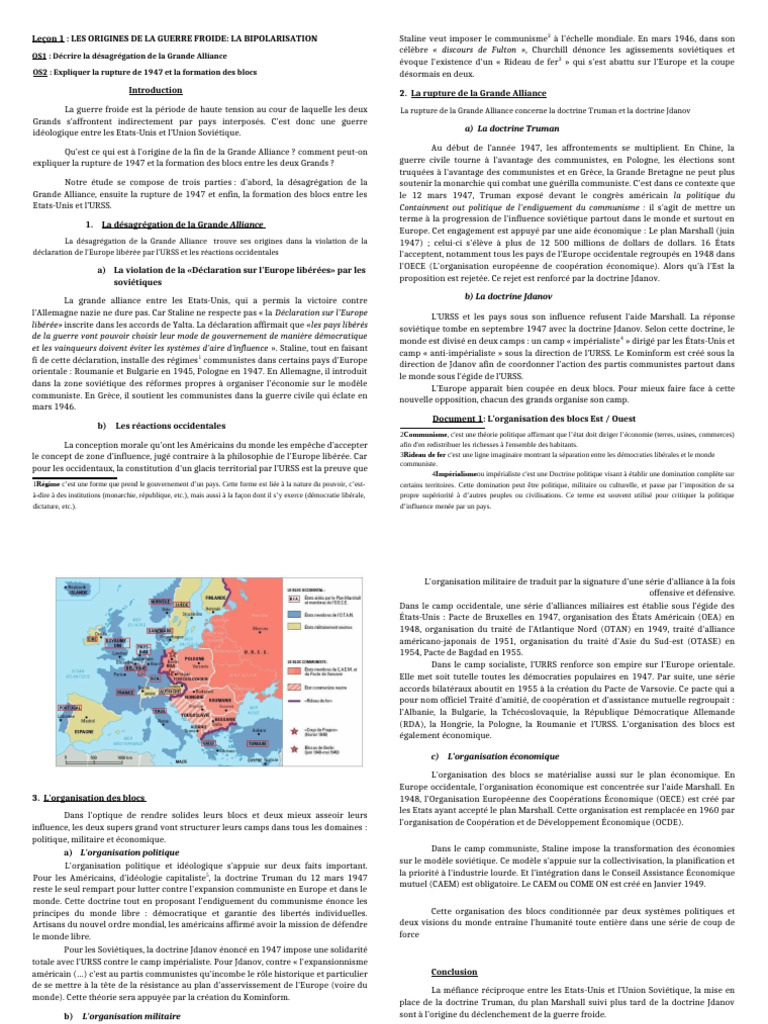 Origines de la guerre froide : bipolarisation | PDF | Pacte de Varsovie ...
