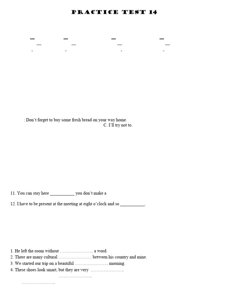 Practice Test 14 Overview | PDF | English Language
