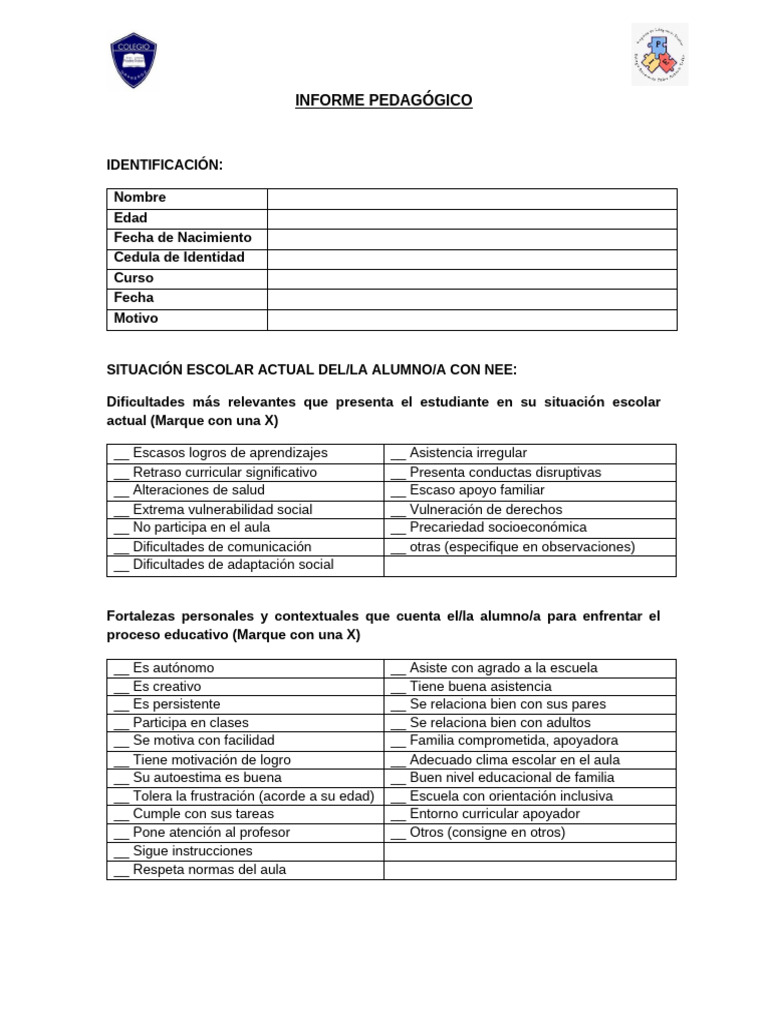 Informe Pedagógico 2022 | PDF | Aprendizaje | Salón de clases