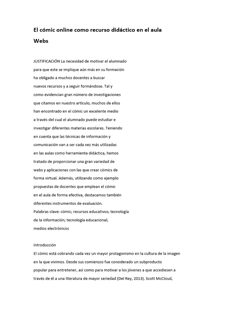 El Cómic Online Como Recurso Didáctico en El Aula | PDF | Cómics ...