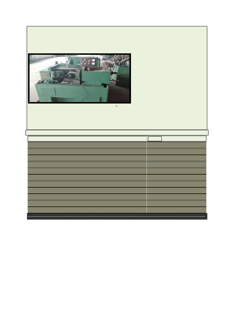 Hydraulic Thread Rolling Machine Specs | PDF