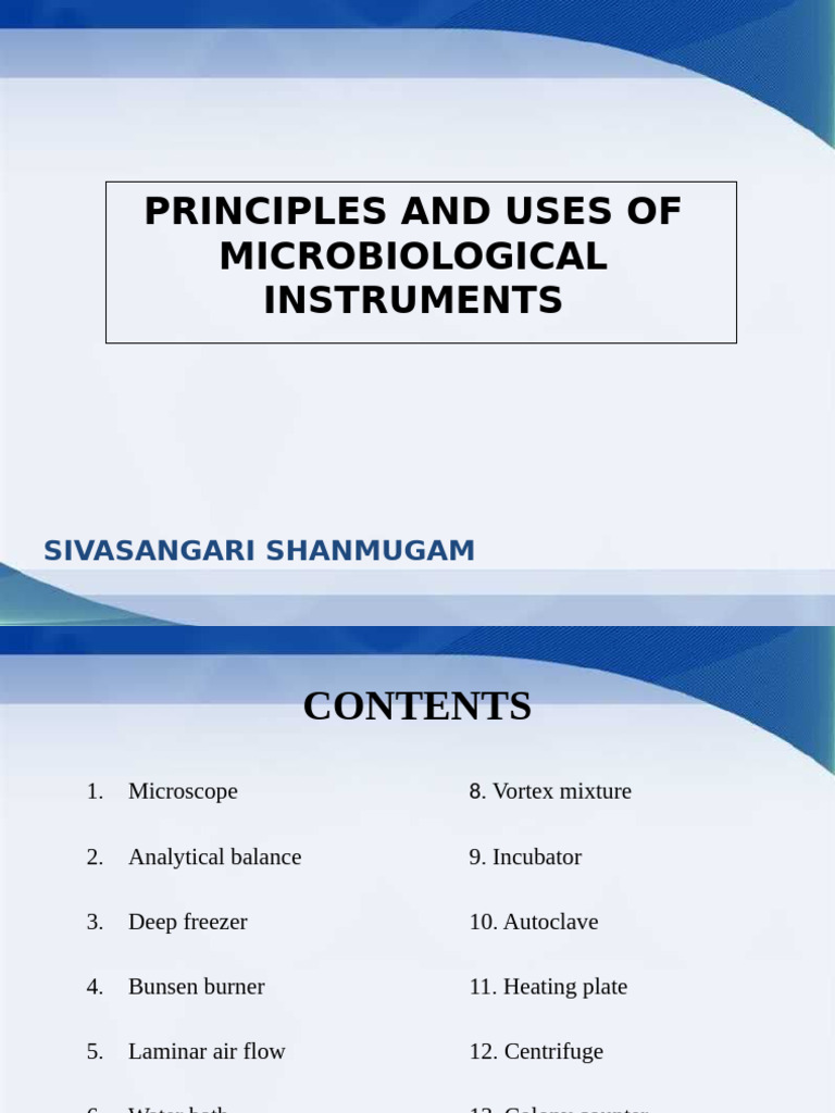Principles and Uses of Microbiological Instruments: Sivasangari ...