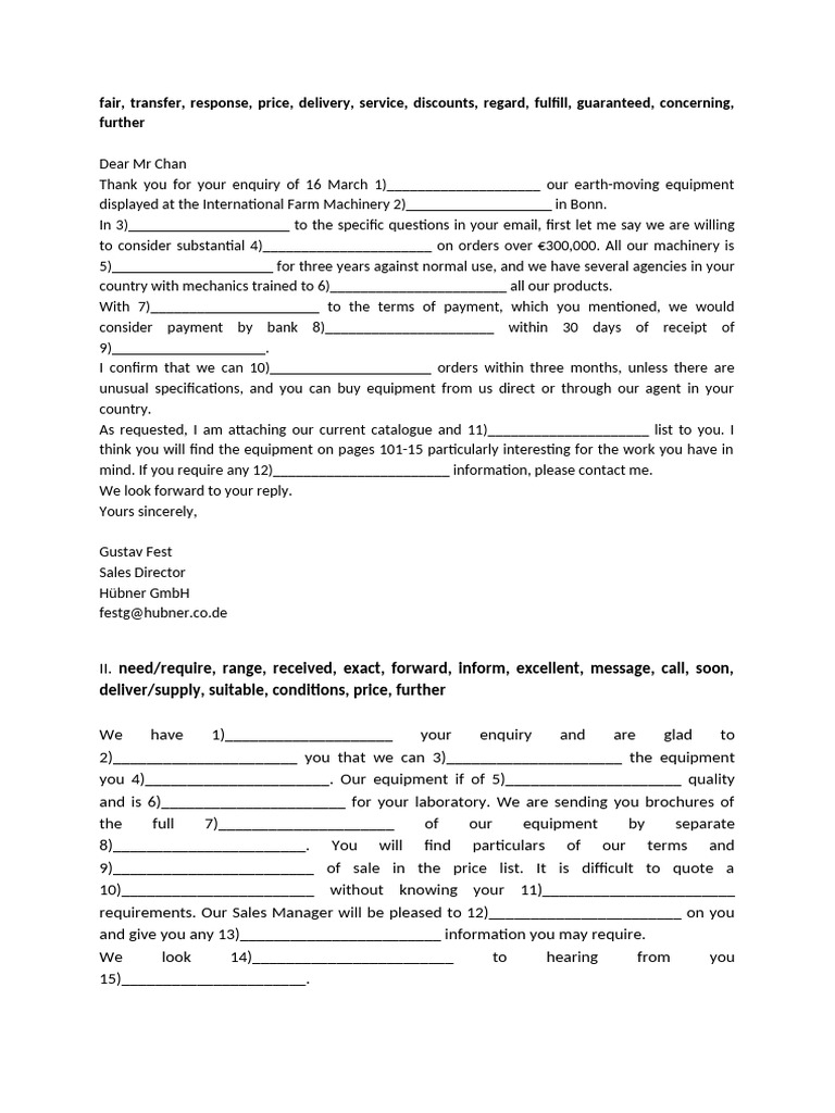 Inquiry Response for Earth-Moving Equipment | PDF