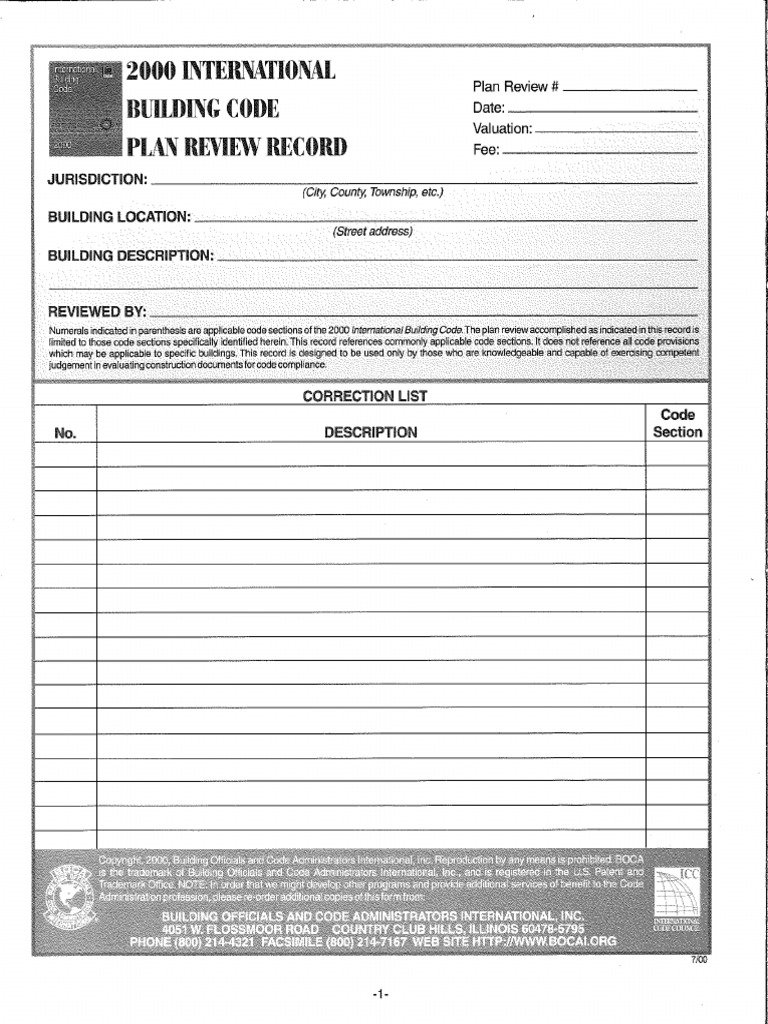 2000 IBC Plan Review Record | PDF