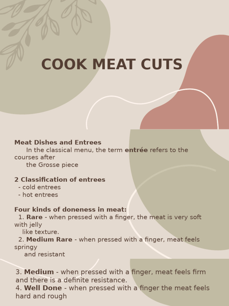 Meat Cuts: Cooking, Nutrition, and Types | PDF | Meat | Entrée