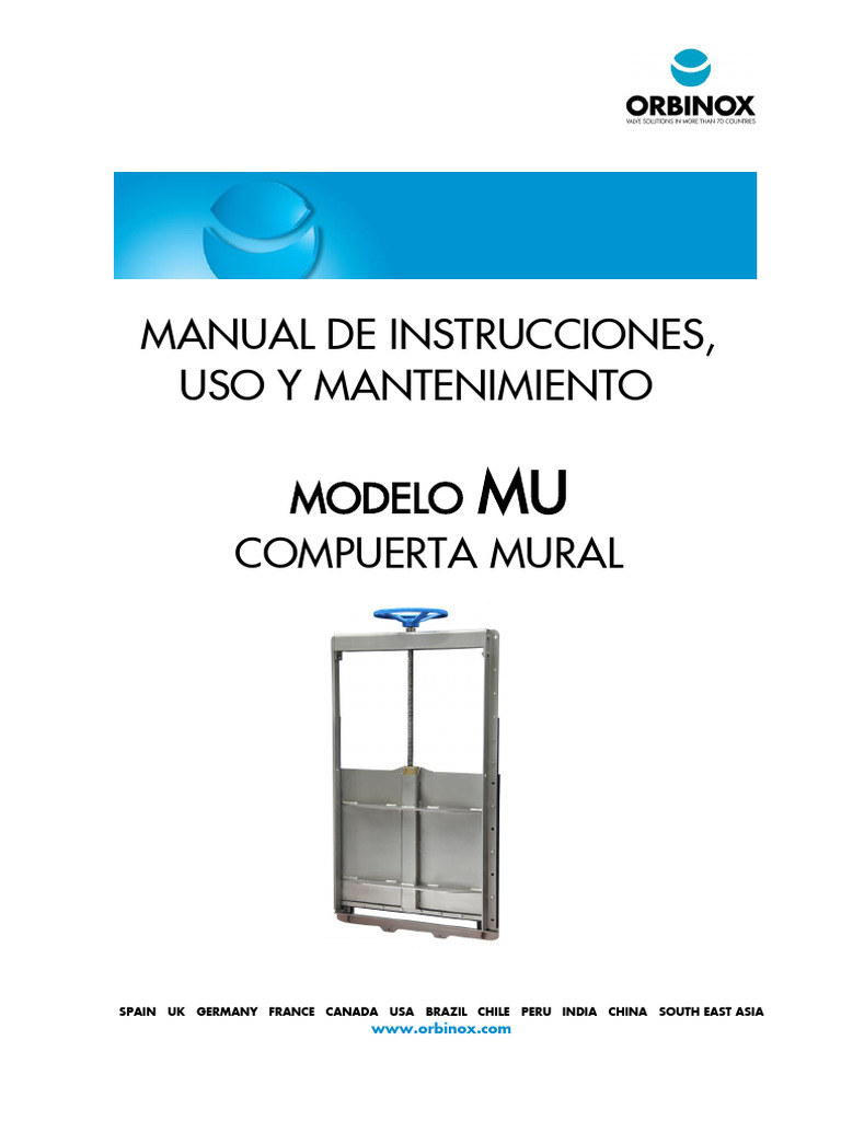 Guía de Operación Compuerta MU Orbinox | PDF | Tornillo | Hormigón