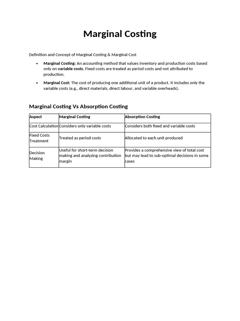 2. Marginal Costing | PDF | Cost Of Goods Sold | Inventory