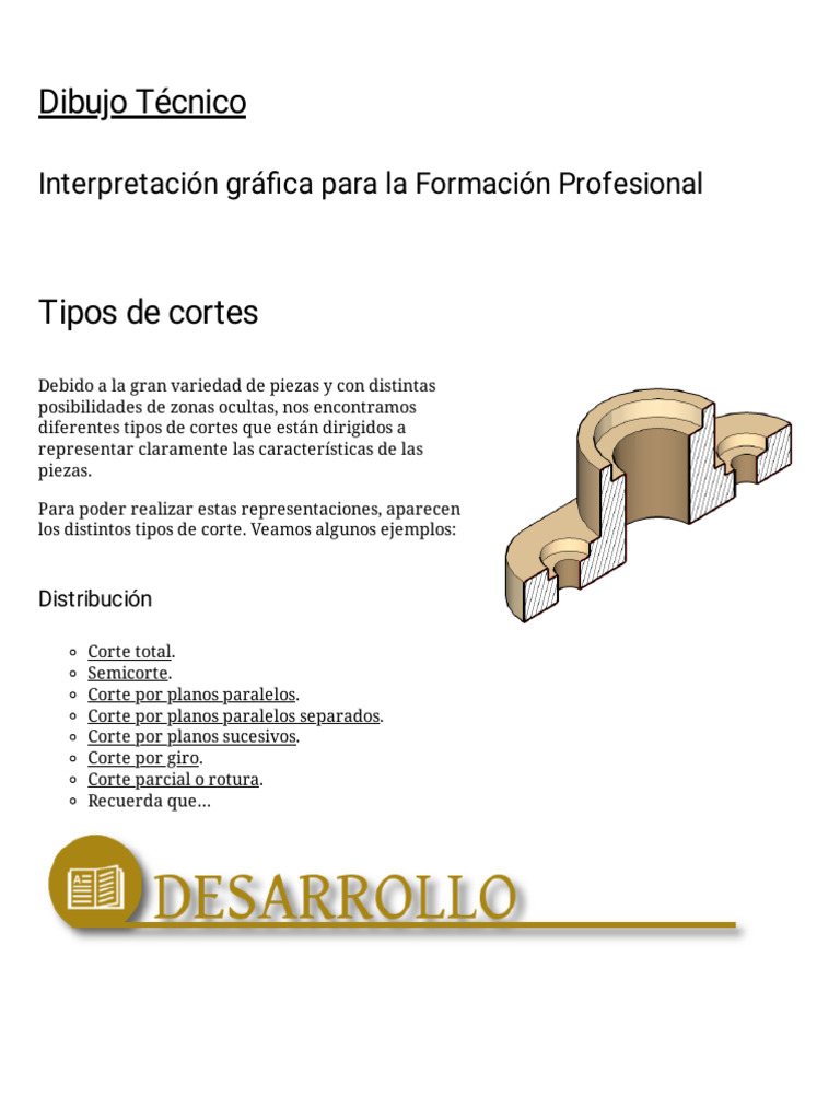 Tipos de Cortes en Dibujo Técnico | PDF | Dibujo técnico | Geometría