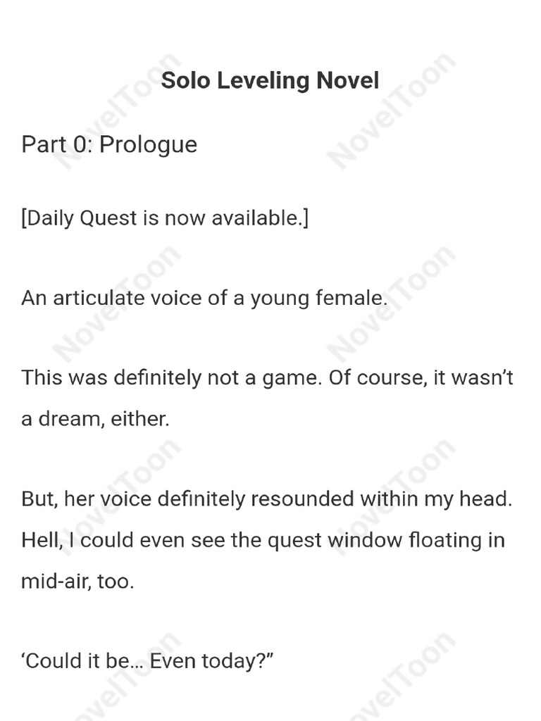 Solo Leveling Novel Pdf