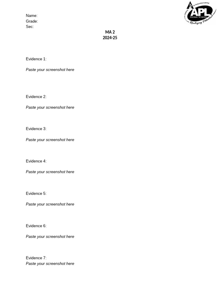 Evidence Document - MA 2 - Grade 8 - Computer Science | PDF