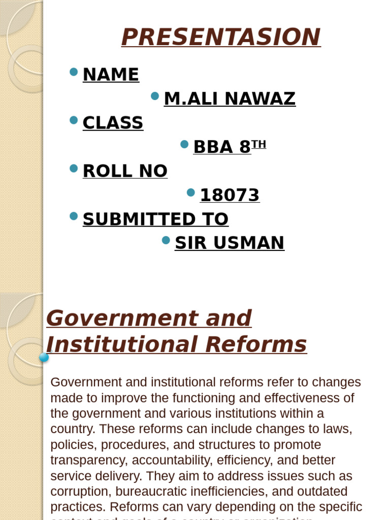 Governance and Institutional Reforms in Pakistan | PDF | Governance ...