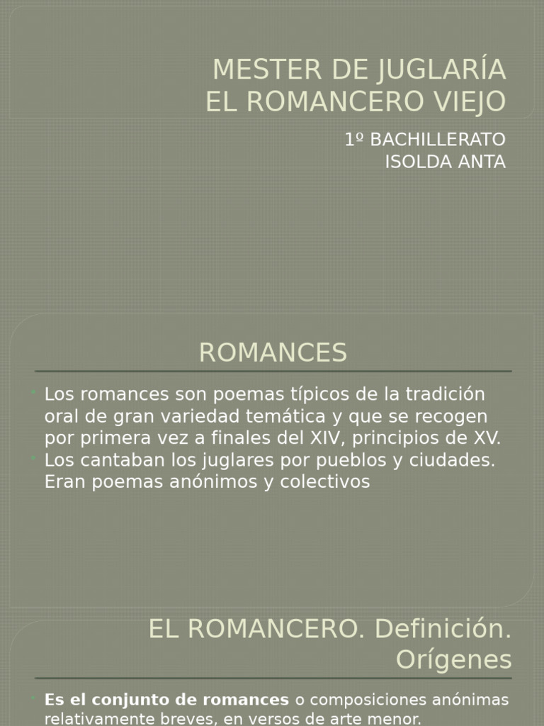 Romances Poéticos del Mester de Juglaría | PDF | Poesía
