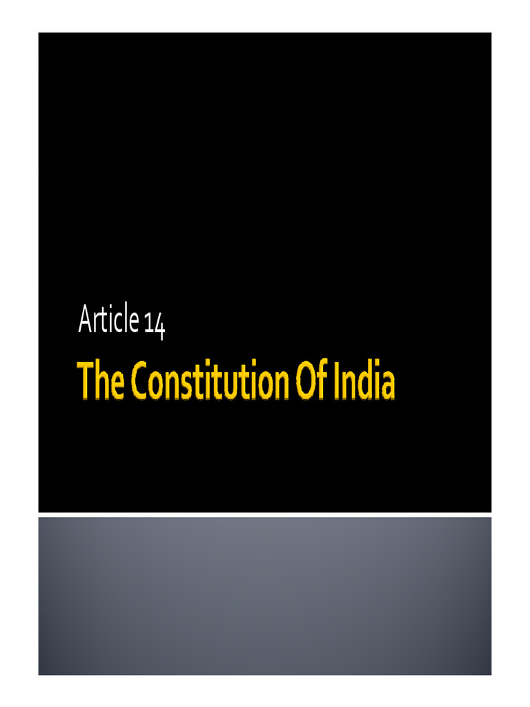 Understanding Article 14: Right to Equality | PDF | Discrimination ...