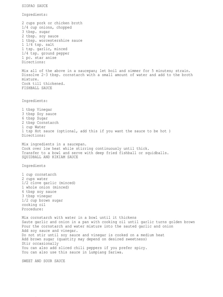 Fishball Sauce PDF Ketchup Garlic