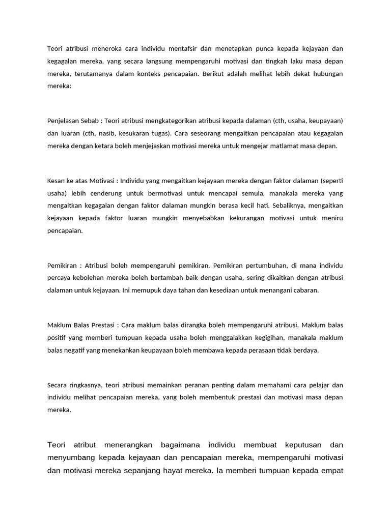 Teori Atribusi dan Motivasi Individu | PDF