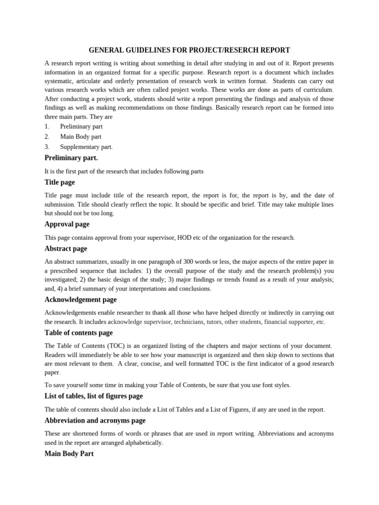 Project Report Writing Guidelines | PDF | Citation | Table Of Contents
