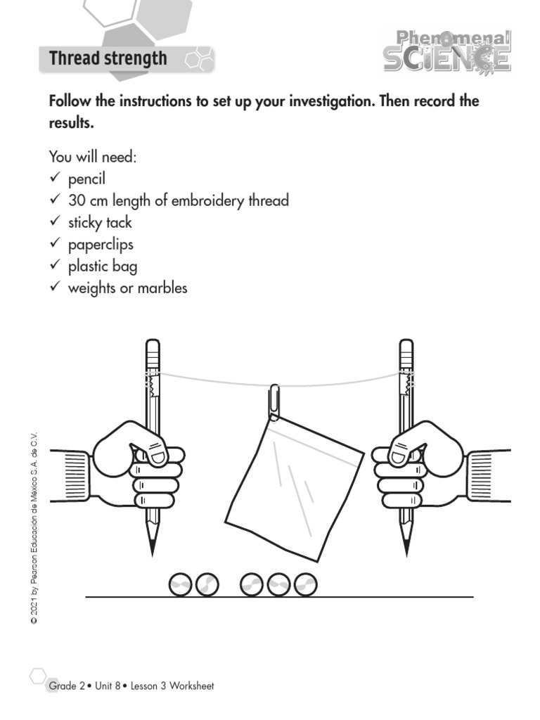Grade 2 Thread Strength Experiment Worksheet | PDF