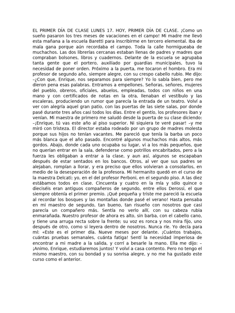 El Primer Día de Clase Lunes 17 | PDF