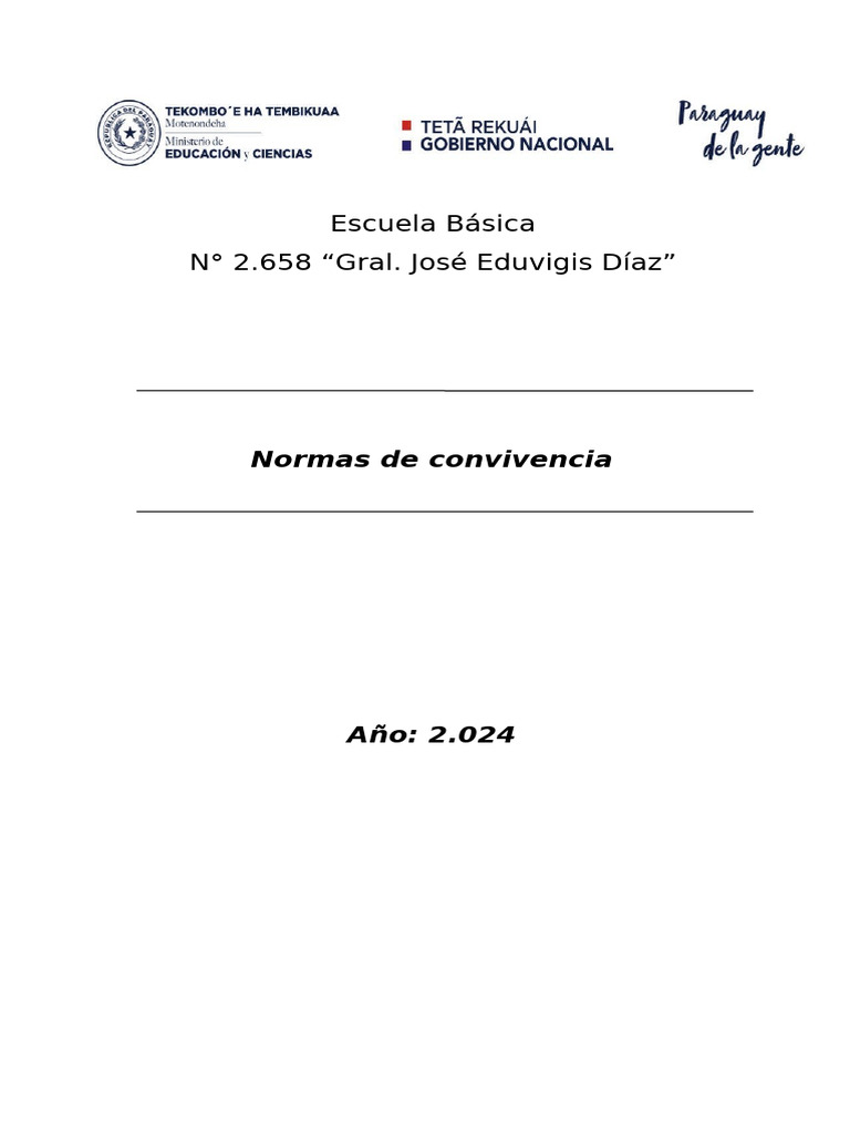 Normas de Convivencia Escolar 2024 | PDF | Institución | Enseñando