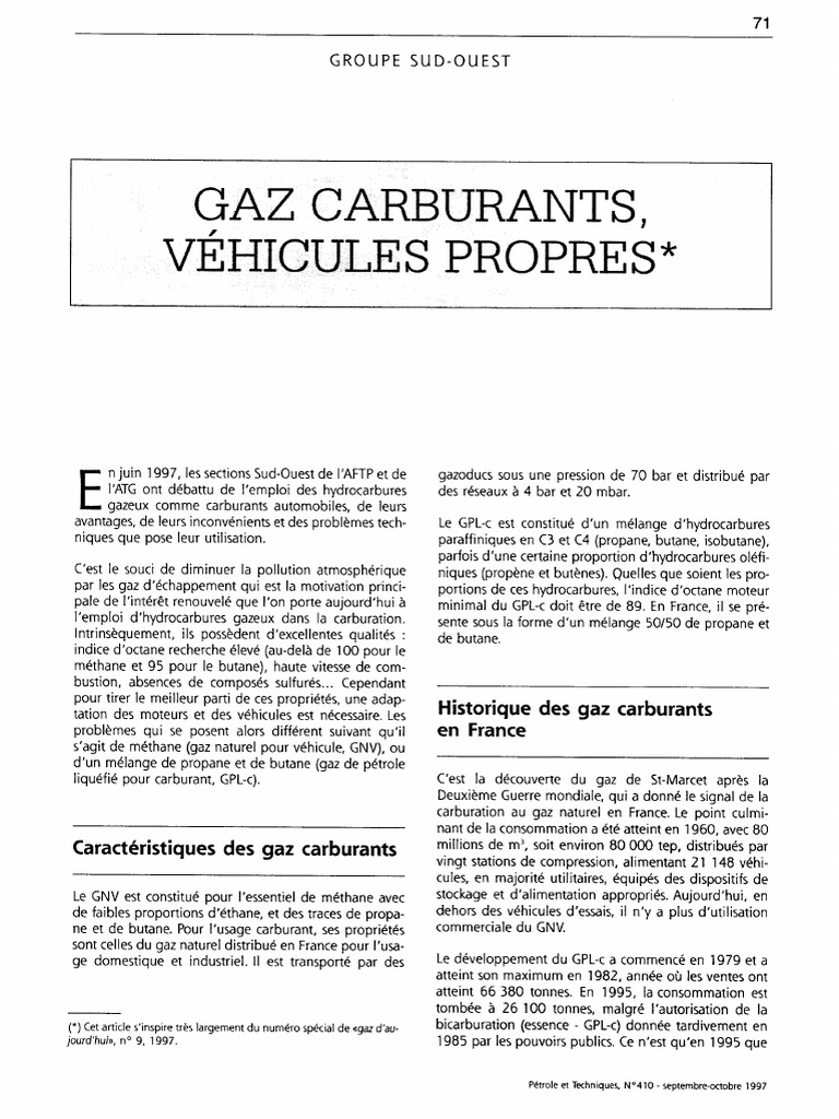 Gaz Carburants Véhicules Propres | PDF