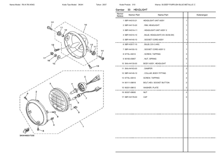RX-K Rx-King Headlight | PDF | Screw | Equipment
