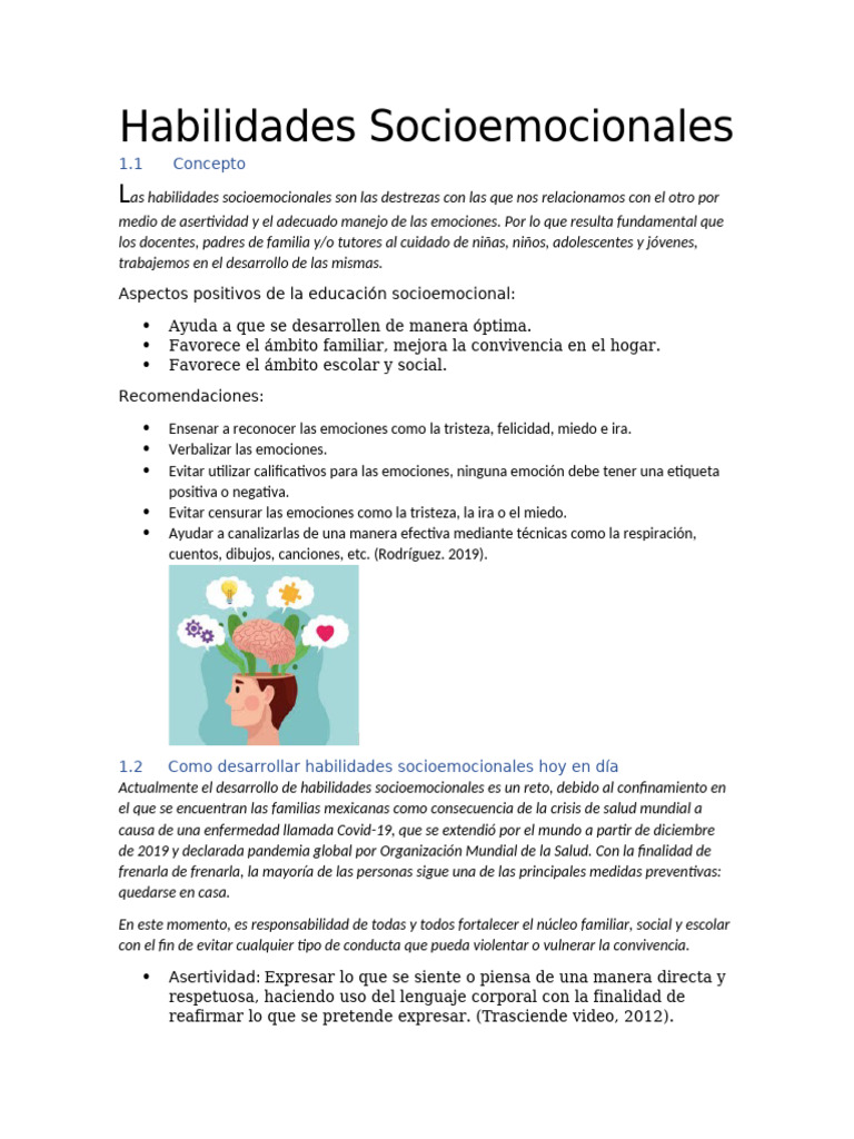 Habilidades Socioemocionales Esenciales | PDF | Las emociones ...