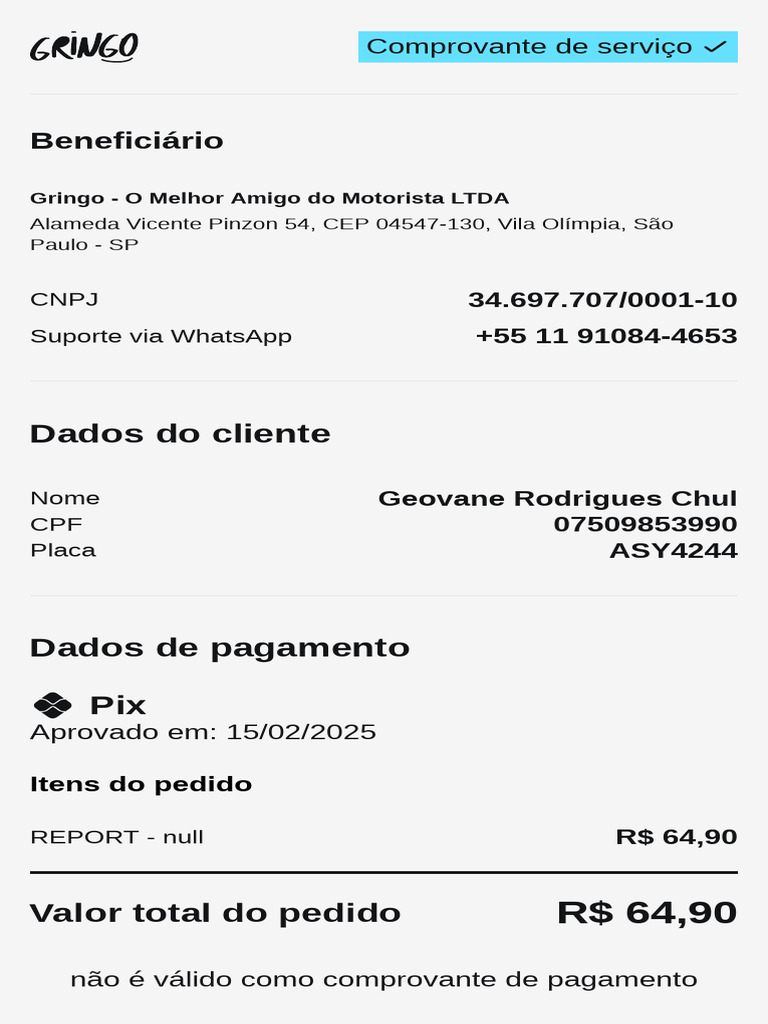 Special Receipt Gringo 12989908 | PDF
