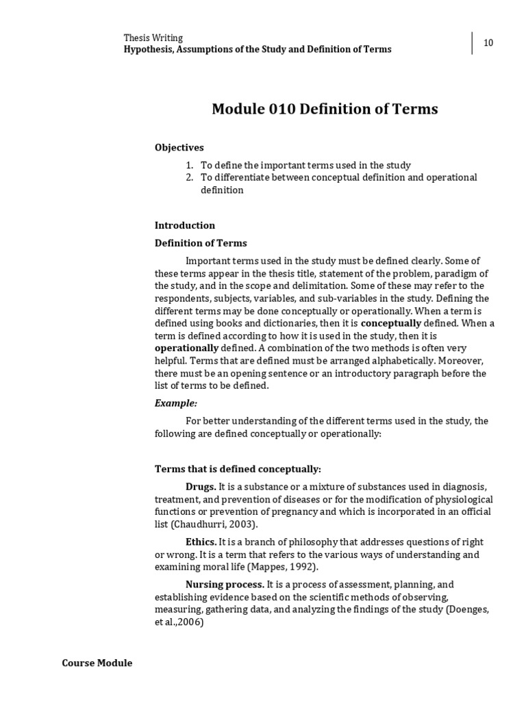Defining Key Terms in Thesis Writing | PDF | Leadership | Behavioural ...