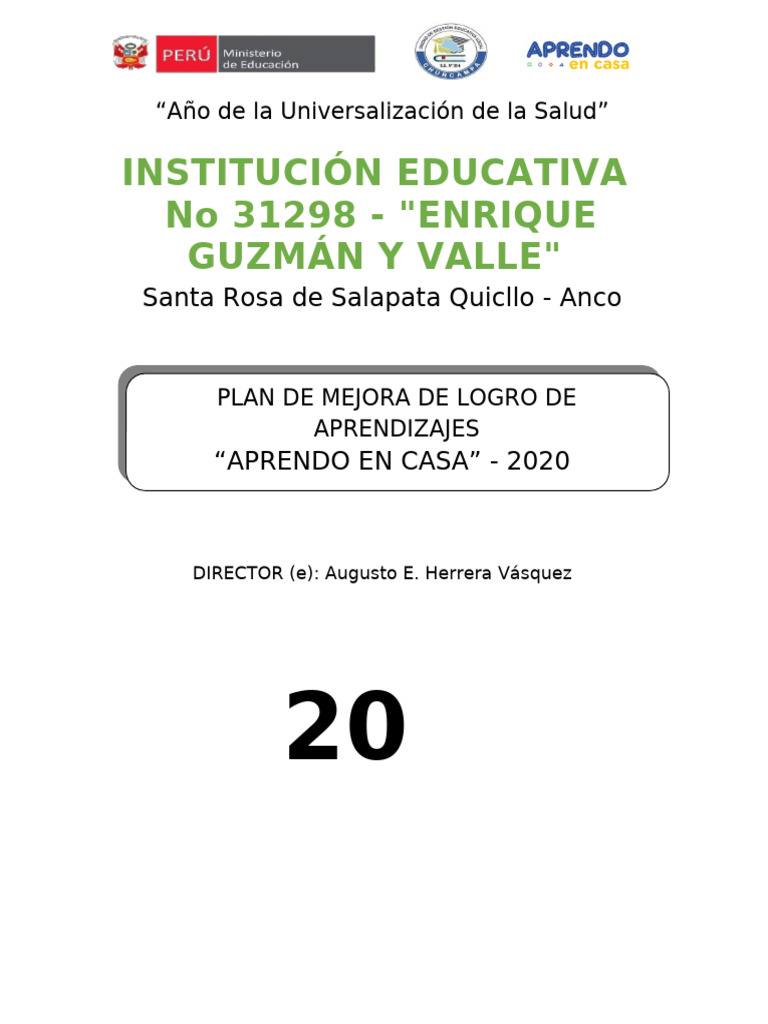 31298-Plan de Mejora | PDF | Enseñando | Maestros