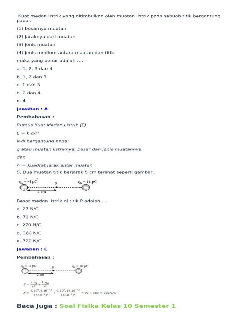 Soal dan Pembahasan Listrik Statis | PDF