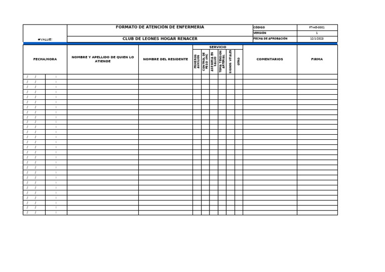 Es-Sig-Rg-136 Formato Registro Atencion de Enfermeria0 | PDF