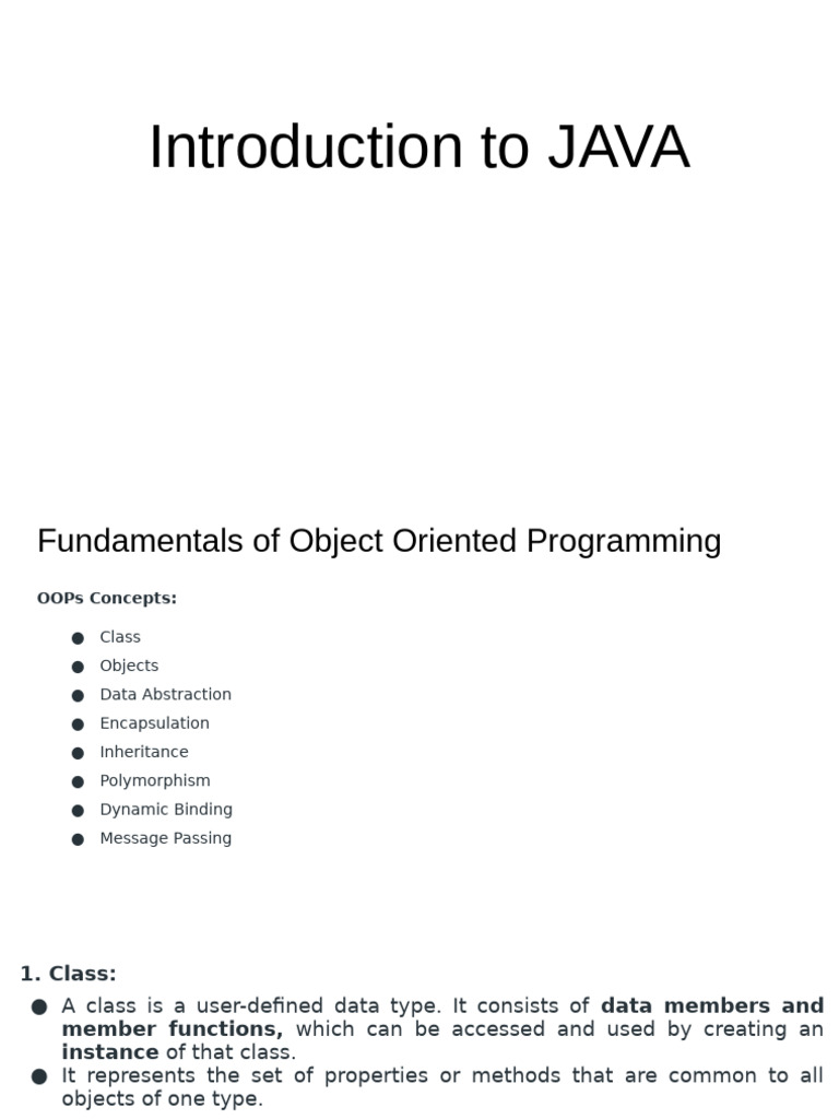 Unit-1 - Introduction to JAVA | PDF | Java (Programming Language ...