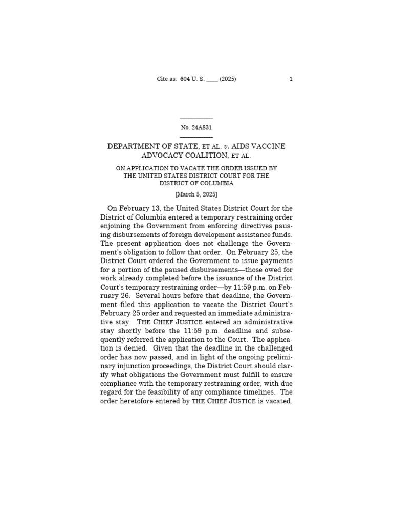 Supreme Court Rejects Trump On USAID Foreign Aid Freeze | PDF ...