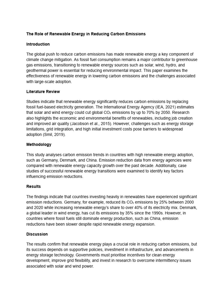 Renewable Energy's Impact on Carbon Emissions | PDF | Renewable Energy ...