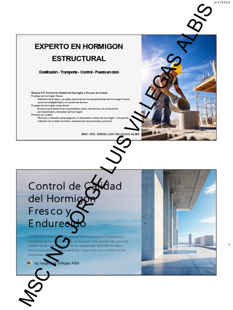 Control de Calidad del Hormigón | PDF | Hormigón | Materiales