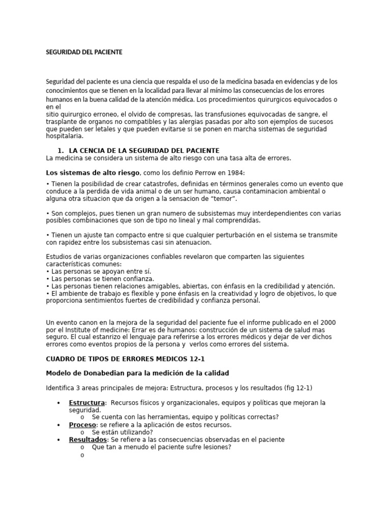 Mejora de la Seguridad del Paciente | PDF | Cirugía | Seguridad del ...