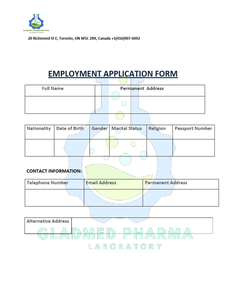 Employment Application Form Template | PDF