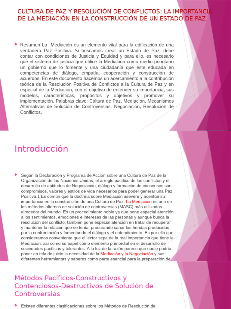 Mediación y Cultura de Paz en Conflictos | PDF | Grupo minoritario ...