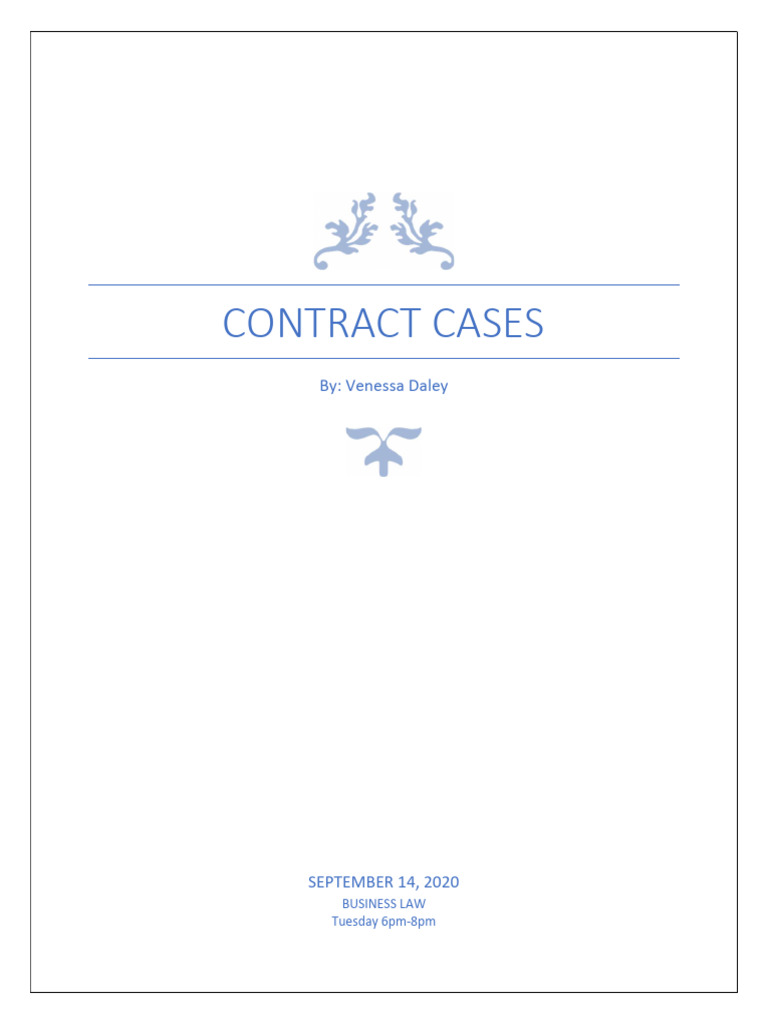 Key Contract Cases Overview | PDF | Offer And Acceptance | Consideration