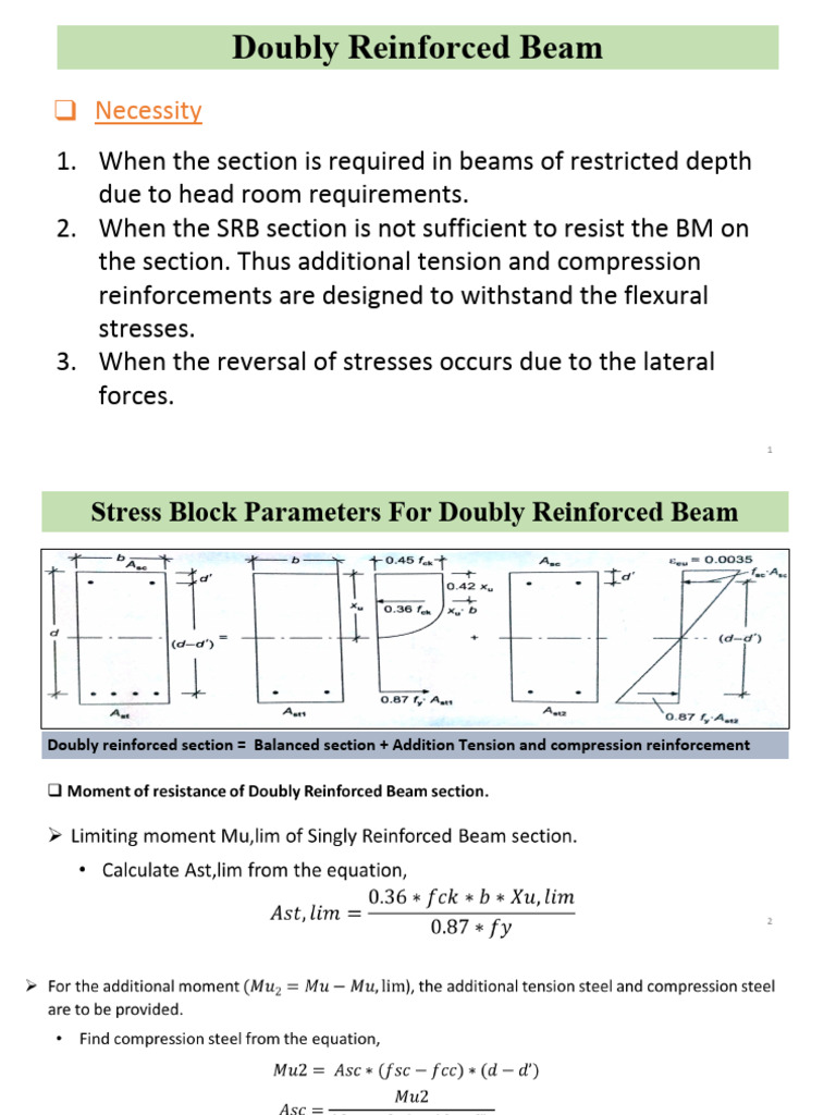 3. Doubly Reinforced Beam Design | PDF | Beam (Structure) | Stress ...