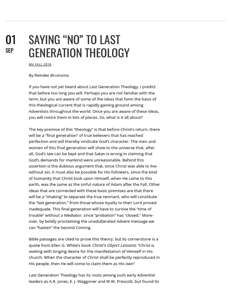 Bruisma 2018, Saying No To Last Generation Theology | PDF | Theology ...
