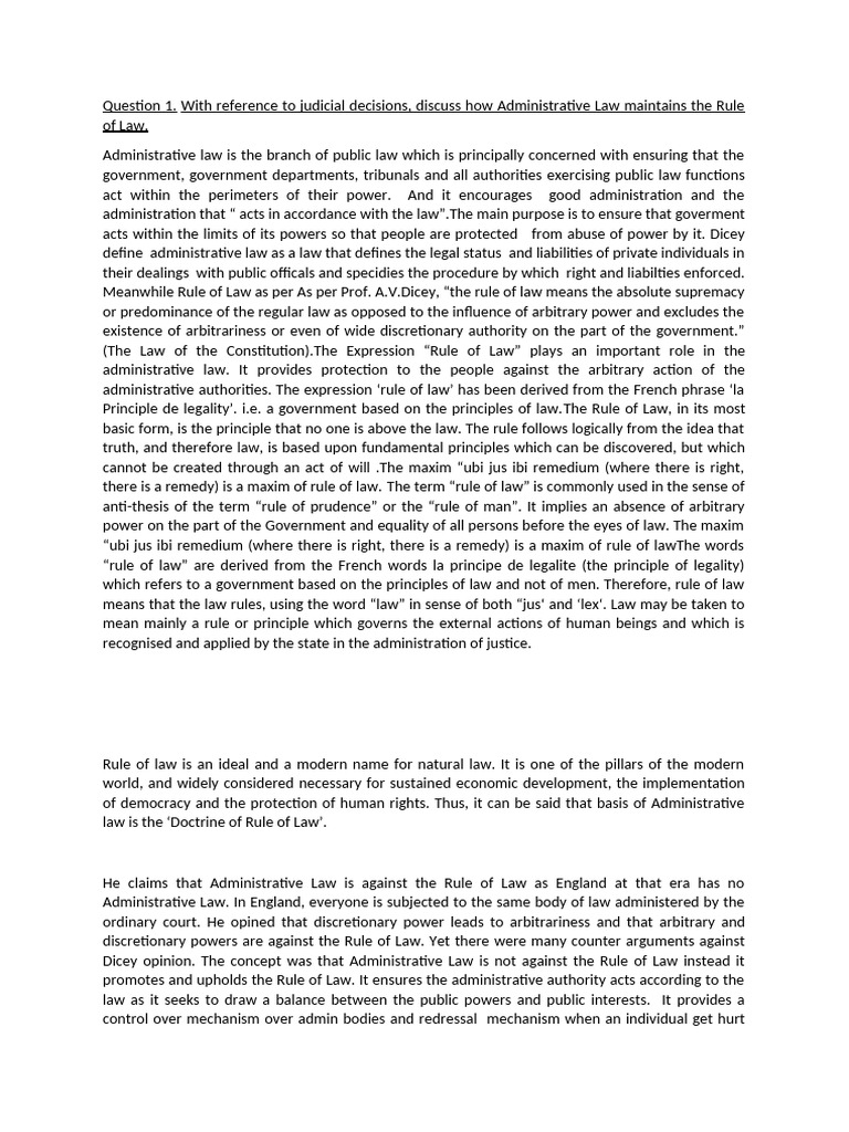 Administrative Law and the Rule of Law | PDF | Rule Of Law ...